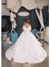 Off Shoulder White Satin Gorgeous Flower Girl Dress